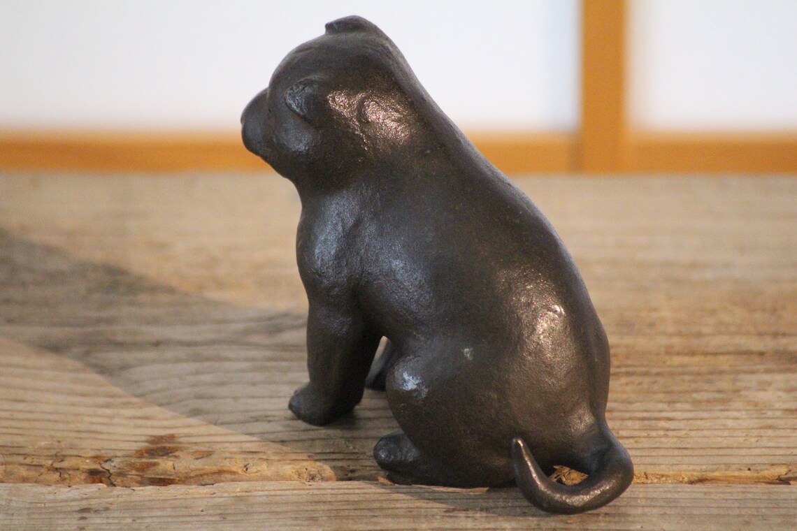 Bronze Dog Ornament Figurine Japanese Antiques Signed Etsy