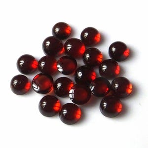Cabujón de granate rojo: piedra preciosa suelta redonda para joyería (4-12 mm)
