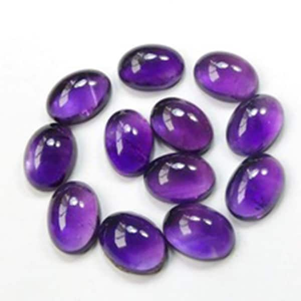 Natural Amethyst Oval Gemstones, Flat Back Cabochons for Jewelry Making, Perfect Gift for Crafters