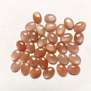 Natural Peach Moonstone, Peach Moonstone Oval Cabochon, Peach Moonstone Back Flat Gemstones, Sizes 4x6 MM To 15x20 MM