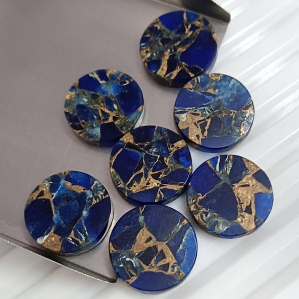 Cuentas de cobre y lapislázuli: discos de piedras preciosas naturales para la fabricación de joyas