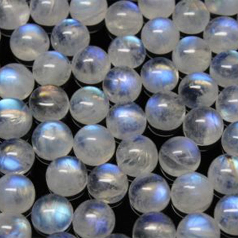 100 Piece 8x8 mm Round Rainbow Moonstone Cabochon Loose Gemstone Back Side Flat Stone