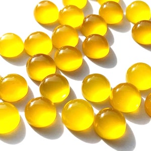 Round Natural Calibrated Yellow Chalcedony Back Flat Cabochon Gemstones Sizes 4, 5, 6, 7, 8, 9, 10, 11, 12, 13, 14, 15, 20, 25 MM