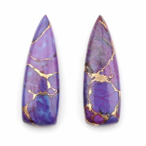 Mohave Purple Copper Turquoise Gemstone: Long Trillion Cabochon