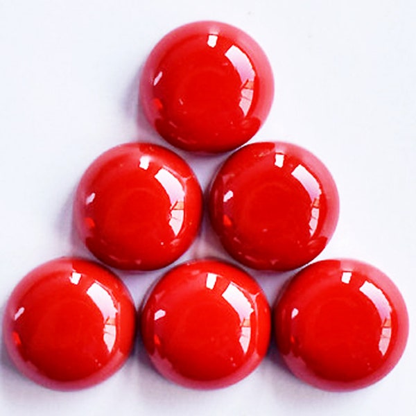 Round Lab Created Coral Back Flat Cabochon In Size 4,5,6,7,8,9,10,11,12,13,14,15 MM Flat Back Round Synthetic Coral Gemstones
