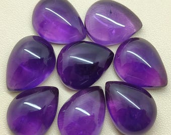 Natural Amethyst Pear Cabochon, Purple Gemstone, Flat Back, 4x6mm to 18x25mm, Loose Amethyst for Jewelry Making