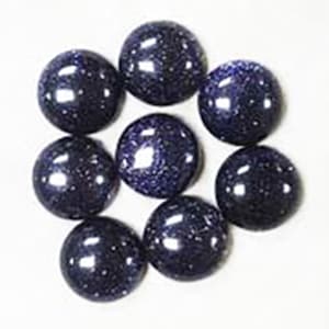 Round Calibrated Synthetic Blue Sunstone Back Flat  Cabochons Sizes 4,5,6,7,8,9,10,11,12,13,14,15,20,25 MM