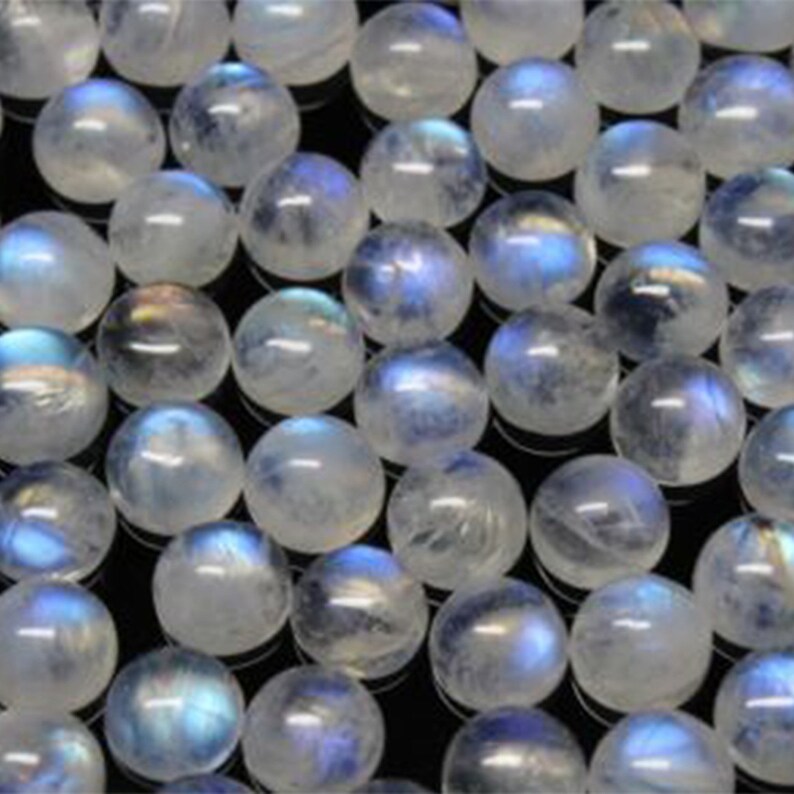 100 Piece 8x8 mm Round Rainbow Moonstone Cabochon Loose Gemstone Back Side Flat Stone