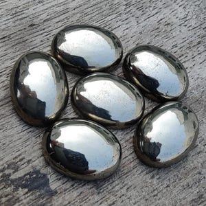 Golden Pyrite Oval Cabochon Flat Back | Natural Gemstone 4x6mm–18x25mm | Golden Crystal for Jewelry Making, Settings, Wire Wrapping