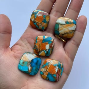Cushion Mohave Copper Turquoise Cabochon: Flat Back Gemstone Lot