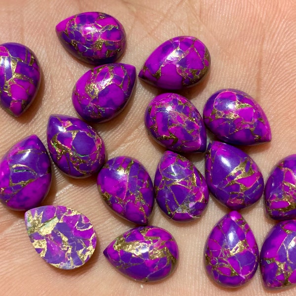 Teardrop Natural Calibrated Purple Copper Mohave Turquoise, Flat Back Pear Mojave In Sizes 4x6 To 18x25 MM
