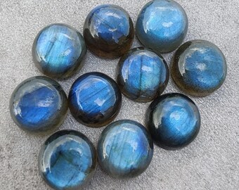 Natural Round Labradorite Cabochon, Bottom Flat Labradorite Gemstones, Sizes Available 4mm to 12mm