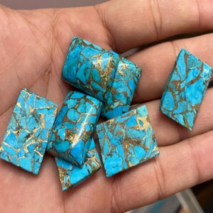 Blue Mohave Turquoise Cabochon: Rectangle Gemstone for Jewelry Making