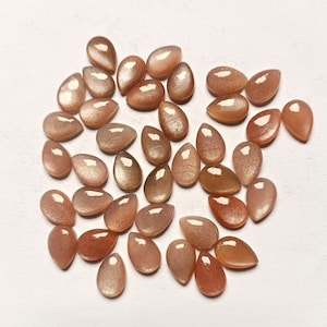 Pear shape Peach Moonstone, Teardrop Natural Peach Moonstone Cabochon, Back Flat Gemstones, Size 4x6mm To 12x16MM
