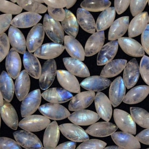 Rainbow Moonstone 8x4mm, 10x5mm, 12x6mm, 14x7mm & 16x8mm Cabochon Marquise Loose Gemstones w/ Multi-Qty Purchase Options