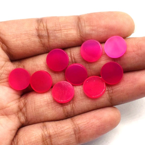 Hot Pink Chalcedony Dark Pink Chalcedony Round Discs Both Side