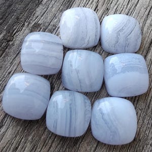 Blue Lace Agate Cushion Cabochon – Flat Back Loose Gemstones 4mm to 20mm | Cushion Cut Stones for Jewelry, Healing, Wire Wrapping