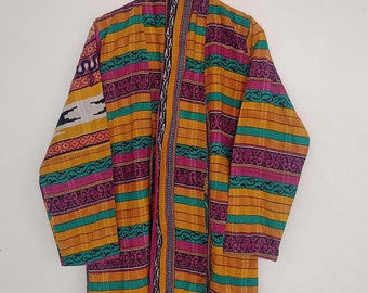Chaqueta Kantha hippie, chaqueta Kantha única, abrigo Kantha, chaqueta Kantha de patchwork, chaqueta kimono Kantha india, chaqueta Sari Kantha para regalo
