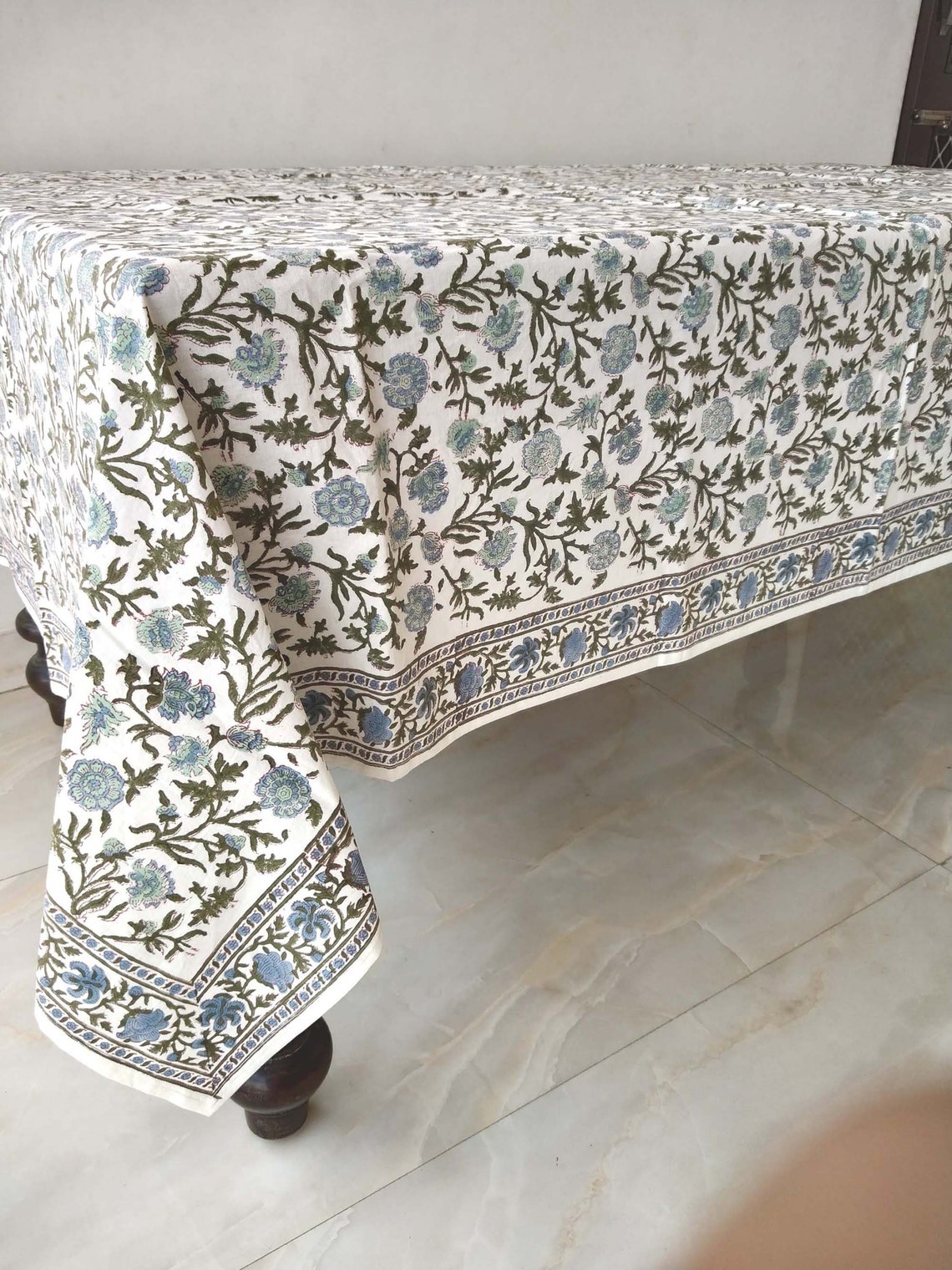 Block Print Tablecloth Cotton table cloth Floral Table Etsy