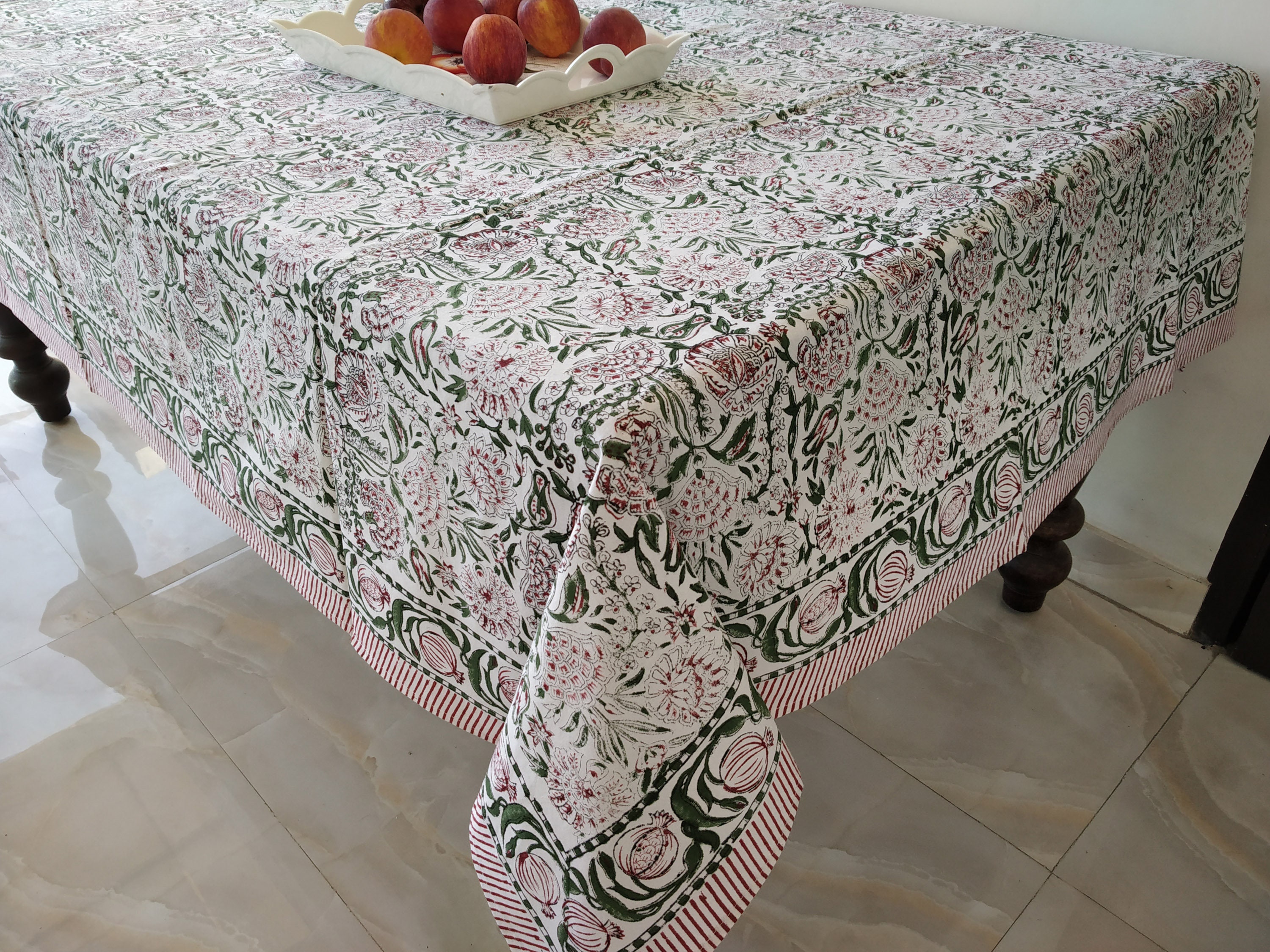 Indian Tablecloth, Floral Cotton Table Cover, Table Cloth Block Printed ...