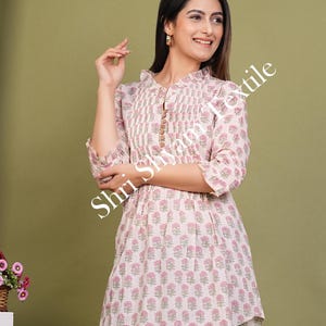 Floral Cotton Kurti Top for Women – Handmade Block Print Tunic | Boho Ethnic Indian Blouse | New Casual Summer Wear
