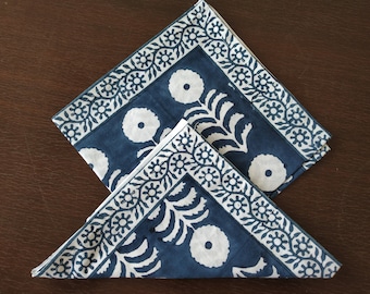 Blue Marigold Napkin, Hand Block Printed Decor Napkins, Cotton Cloth Fabric Napkins, Kitchen Decor Napkins, Indigo Blue Block Print napkins