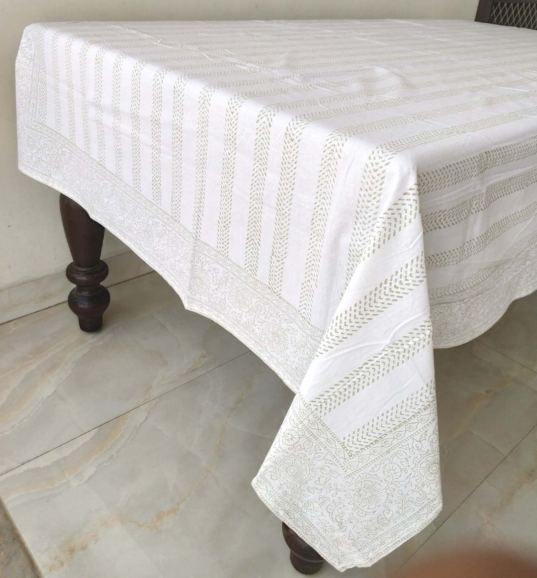 Jaipur Tablecloth, Cotton Table Cover, Hand Block Print Table Cloth