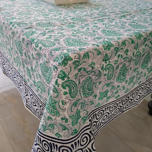 Christmas Cotton Table Cover, Table Cloth Block Printed , Jaipur Tablecloth, Rectangle hand block Table Cover Tablecloth Cotton, Block Print