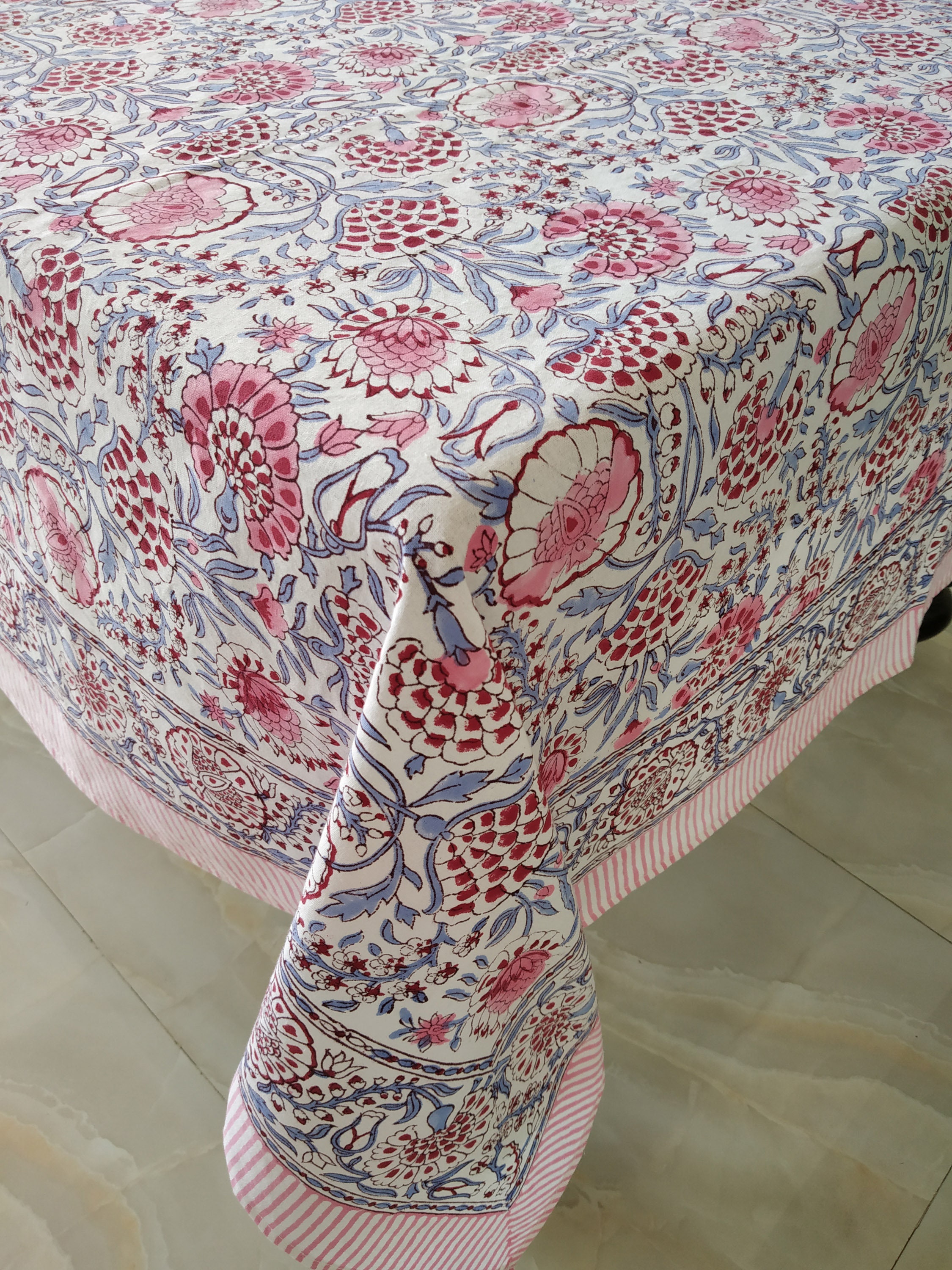 Pink Wedding Block Print Tablecloth Indian Block Print Etsy