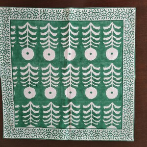 Green Marigold Napkin, Hand Block Printed Napkins, Cotton Cloth Fabric Napkins, Kitchen Decor Napkins, Indian Block Print napkins image 9