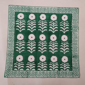 Green Marigold Napkin, Hand Block Printed Napkins, Cotton Cloth Fabric Napkins, Kitchen Decor Napkins, Indian Block Print napkins image 3