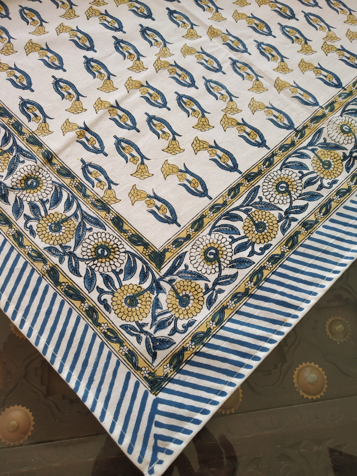 Indian Block Print tablecloth Floral Cotton Table Cover Etsy