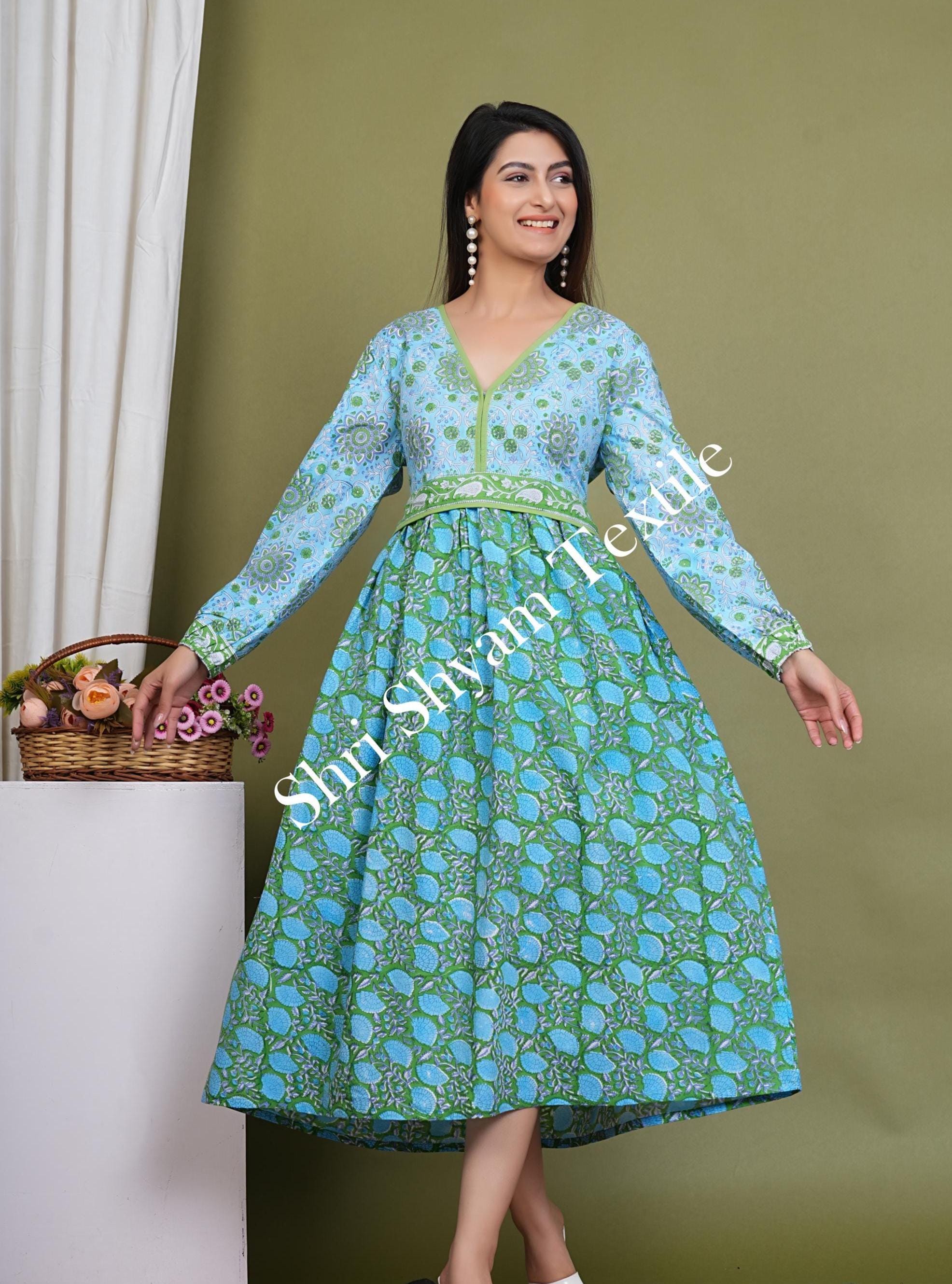 chinese dress ladies Monique Women Brand Present Rajasthani Traditional Cotton Designer Long  Midi Maxi Dress In Jaipuri Printed (Free Size___Xl),multicolor : Amazon.in:  Fashion