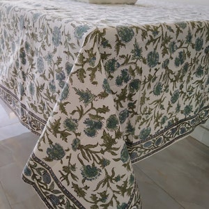 Block Print Tablecloth, Cotton table cloth, Floral Table Cover, Dinning Table Cloth ,Tablecloth, Cotton Table Cover ,Christmas Tablecloth