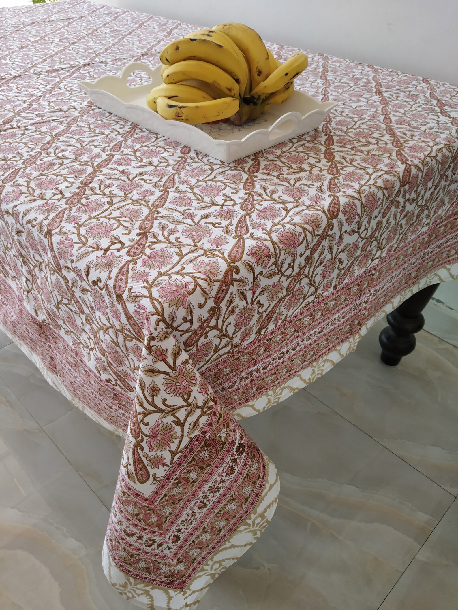 Indian Floral Block Print Tablecloth Cotton Table Cover 610 Etsy UK