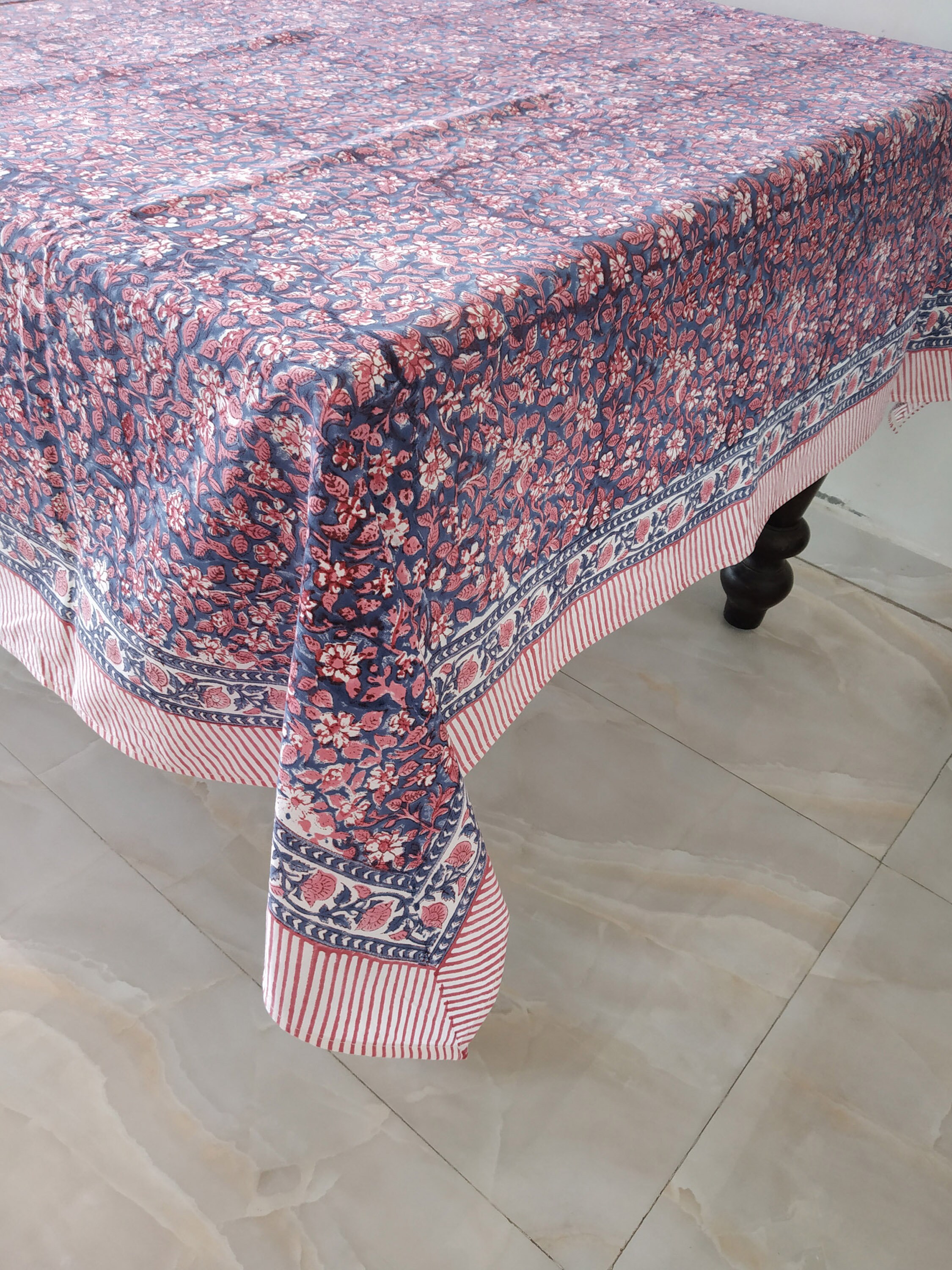 Indian Block Print tablecloth Floral Cotton Table Cover Etsy