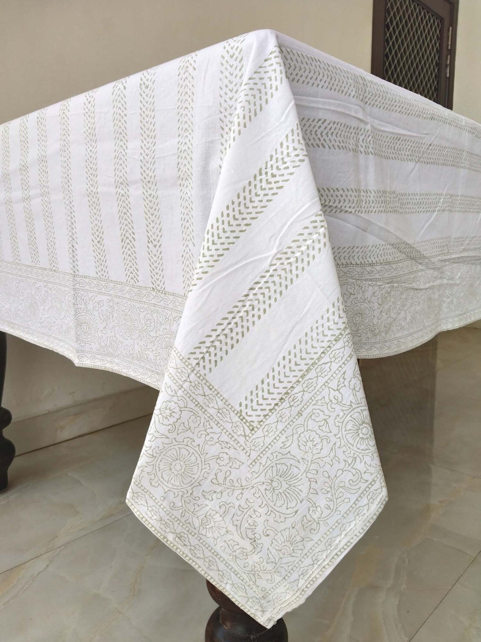 Jaipur Tablecloth, Cotton Table Cover, Hand Block Print Table Cloth