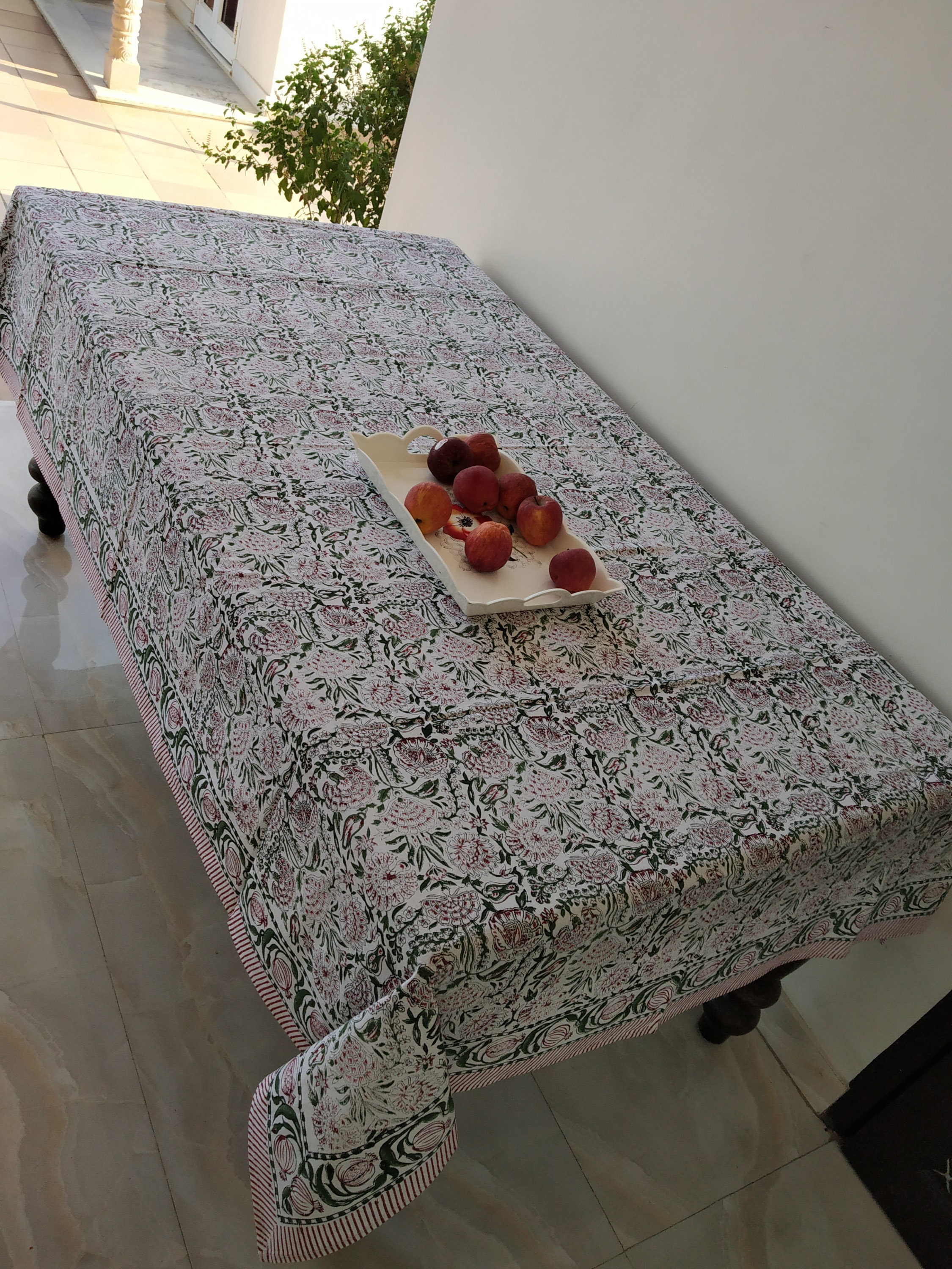 Indian Tablecloth, Floral Cotton Table Cover, Table Cloth Block Printed ...