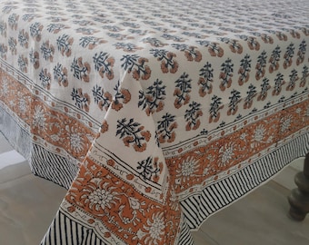 Nappe indienne, nappe à motifs blocs, linge de table en coton, nappe de salle à manger, nappe française, nappe de table élégante, cadeau de Noël