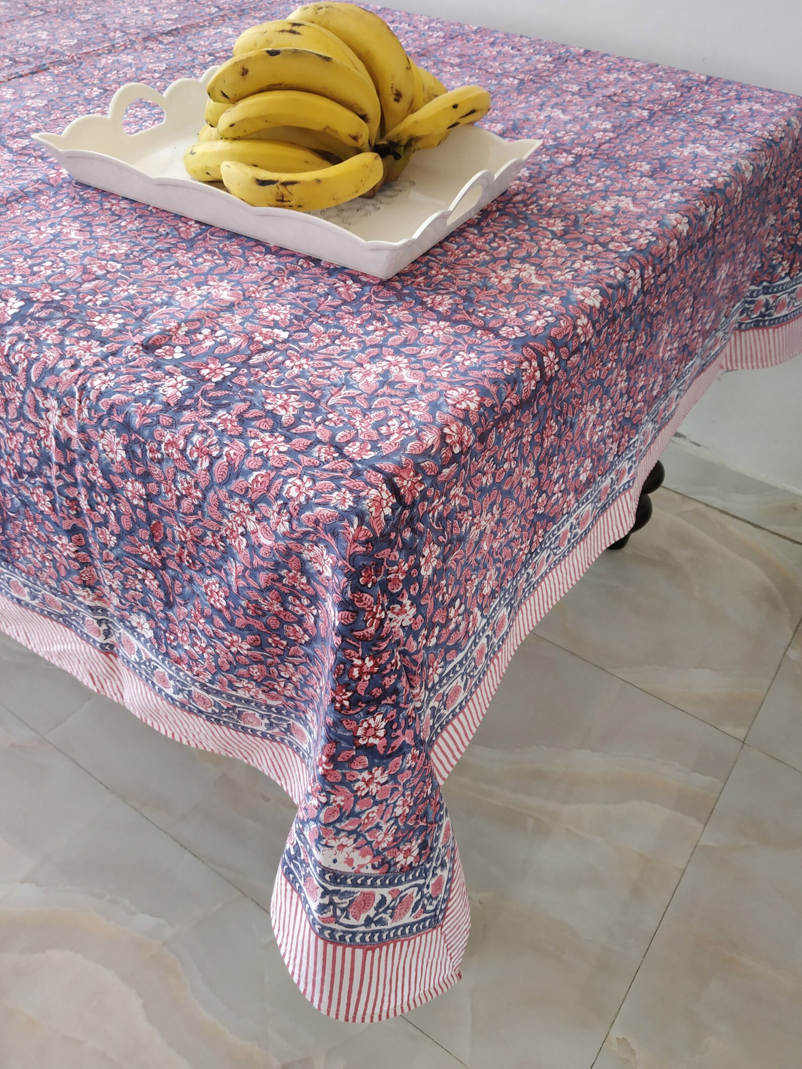 Indian Block Print tablecloth Floral Cotton Table Cover Etsy