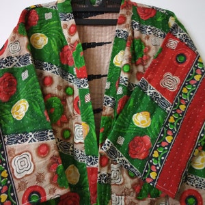 Kantha Kimono winter Jacket, Vintage Cotton handmade Jacket Robe, old Patch Kantha Winter Coat, Ladies Kimono for Christmas gift for Mom