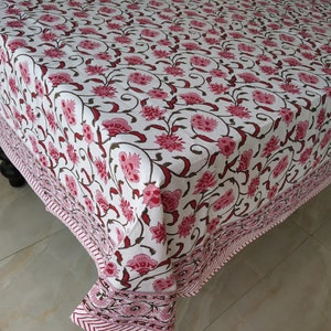 Christmas Indian Block Print tablecloth, Cotton Table Cover, Table Cloth Indian Block Print ,Jaipur Tablecloth, Rectangle Table Cloth