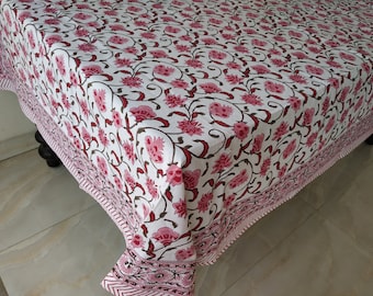 Christmas Indian Block Print tablecloth, Cotton Table Cover, Table Cloth Indian Block Print ,Jaipur Tablecloth, Rectangle Table Cloth