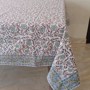 Indian Block Print Cotton Tablecloth, Block Print Table Cover, Tablecloth, Floral Table Cover, Dinning Table Cloth, House Party Table Cover