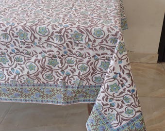 Nappe indienne en coton à carreaux, Nappe, Nappe, Nappe à fleurs, Nappe pour salle à manger, Nappe pour fête à la maison