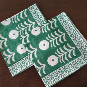 Green Marigold Napkin, Hand Block Printed Napkins, Cotton Cloth Fabric Napkins, Kitchen Decor Napkins, Indian Block Print napkins image 7