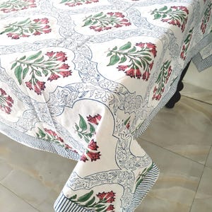 Beautiful Block Print Tablecloth, Cotton Table Cover Linens, 6 Seater Dining Tablecloth, Table Linen, Tablecloth, Rectangle Table Cloth