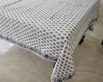Nappe indienne à carreaux, Nappe florale en coton, Nappe faite main, Nappe Jaipur, Nappe de Noël rectangle