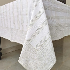 Tablecloth, Block Print Table Cover, Boho Tablecloth, Dinning Tablecloth, Tabletop Decoration, Rectangle Cotton Tablecloth Block Printed