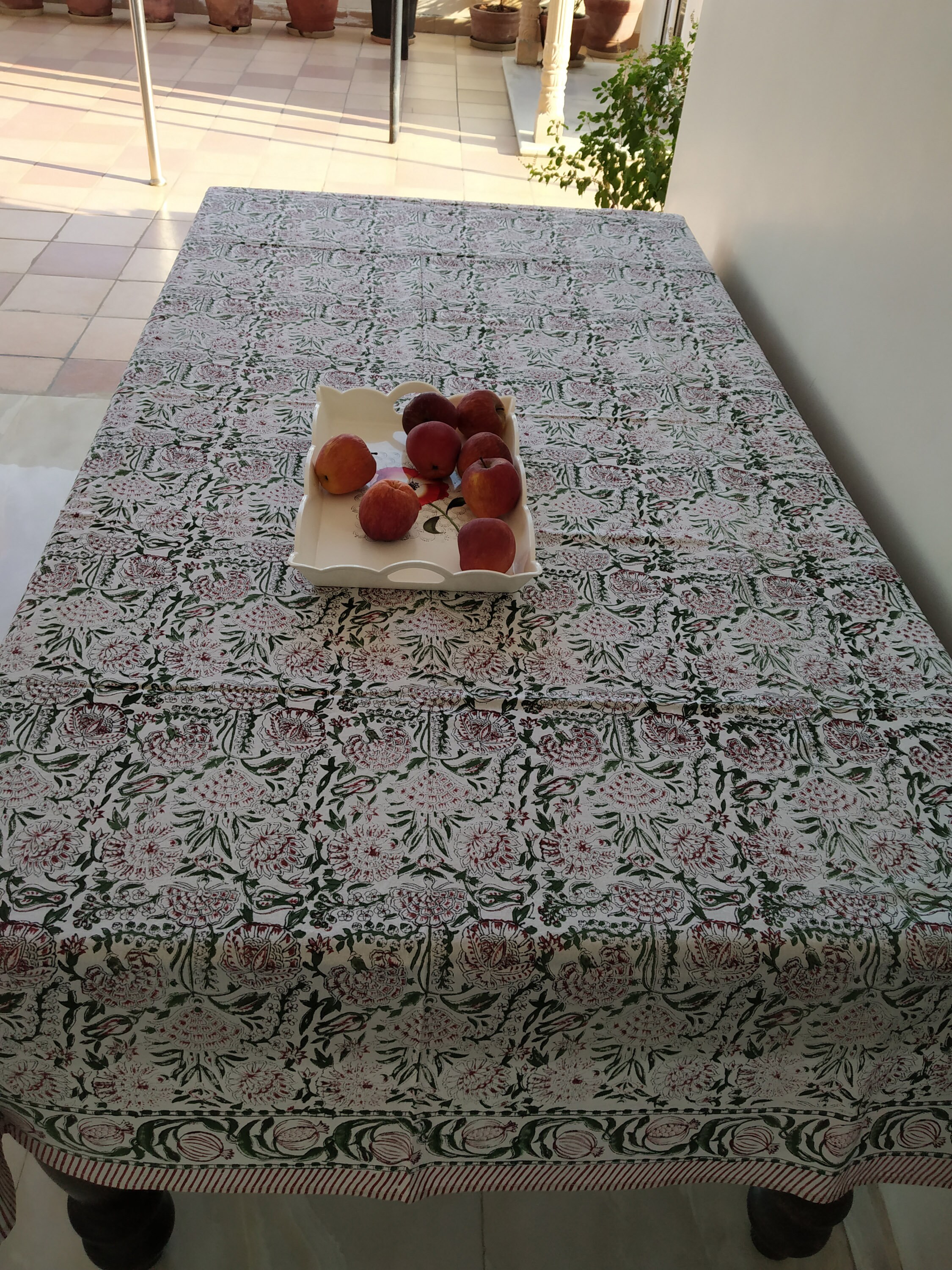 Indian Tablecloth, Floral Cotton Table Cover, Table Cloth Block Printed ...